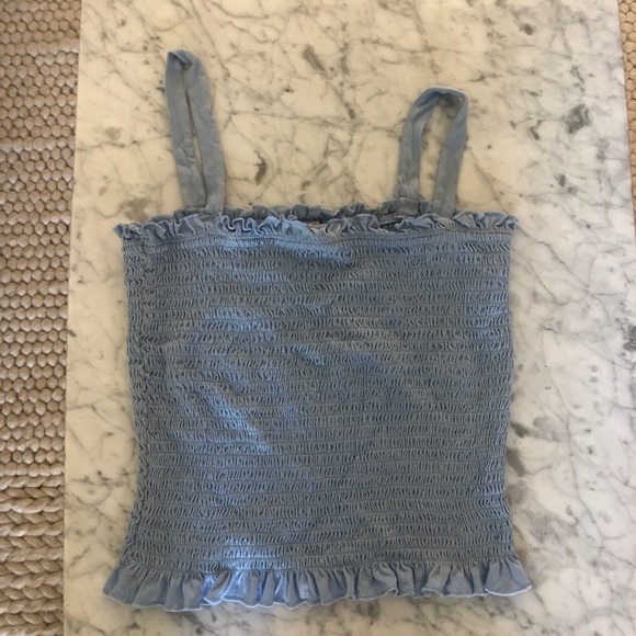 Aritzia Sunday Best Ruffled Tank in Blue - Picture 4 of 6